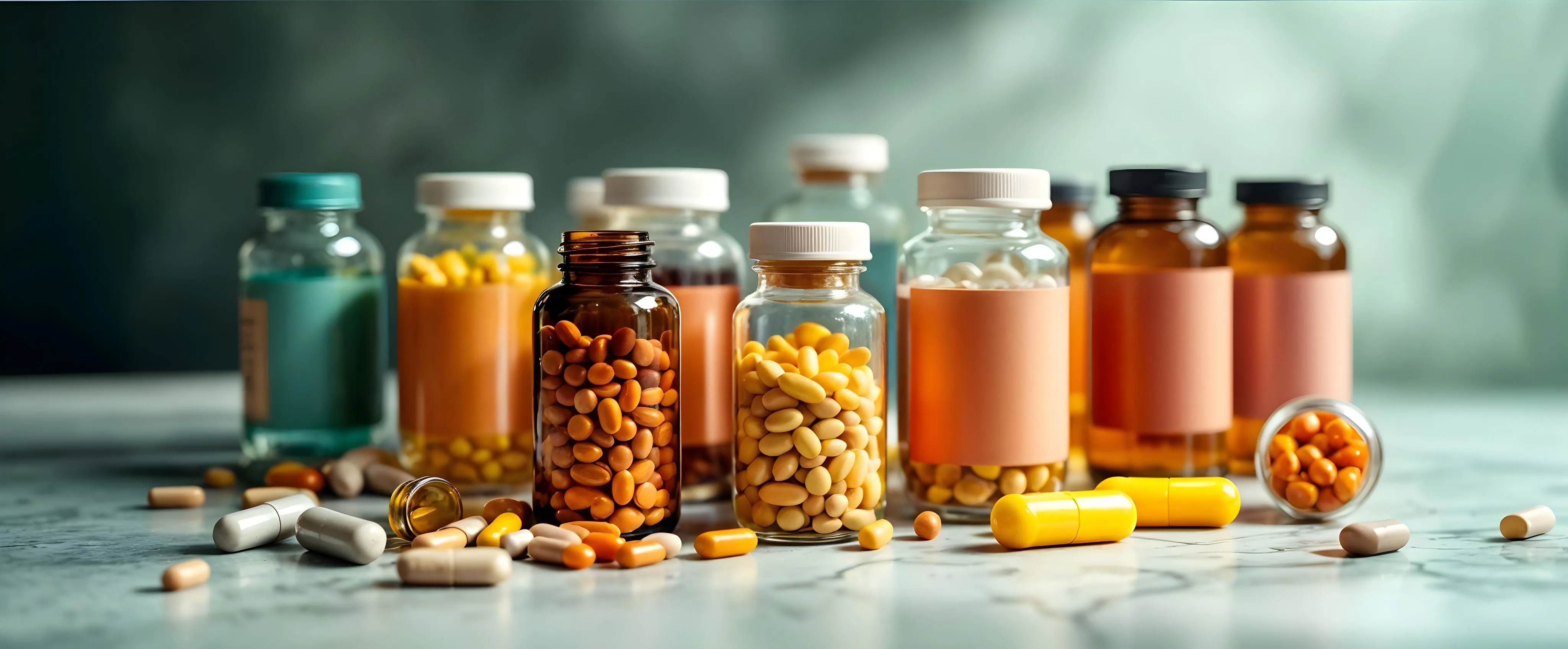 Medicine and supplements background for subscription service