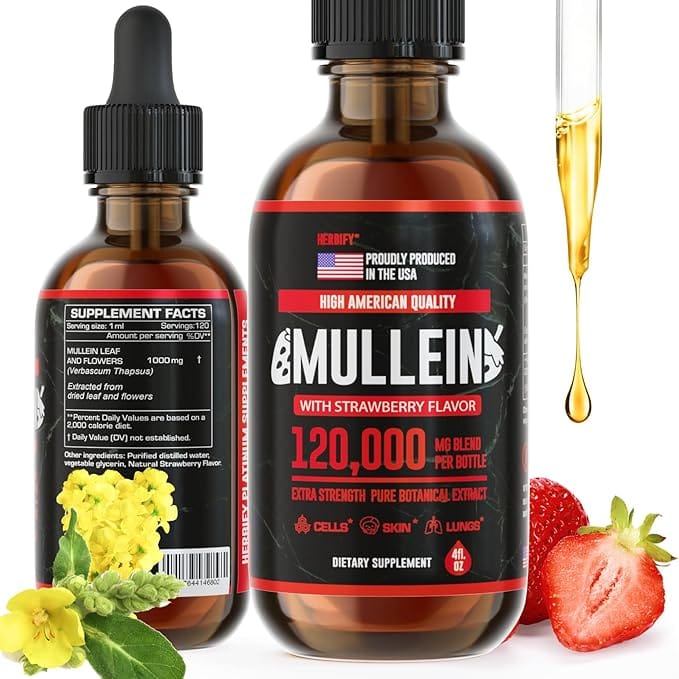 Mullein Extract 4 Oz Strawberry Flavor - Herbify product image