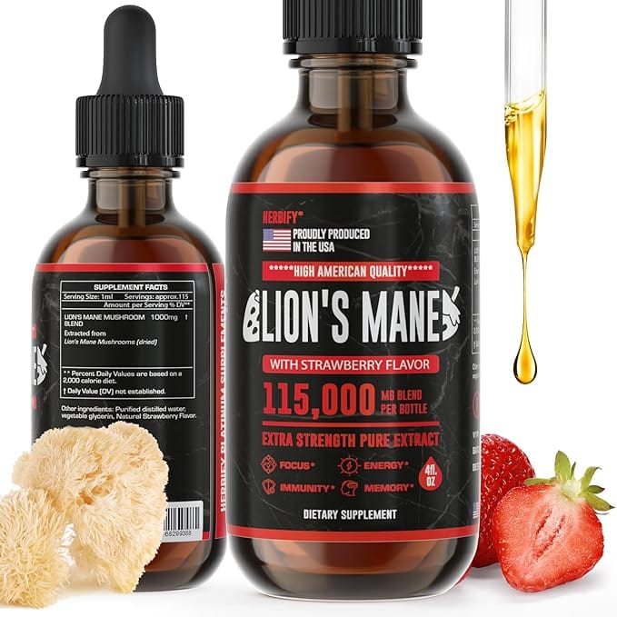 Lions Mane 4 Oz Strawberry Flavor - Herbify product image