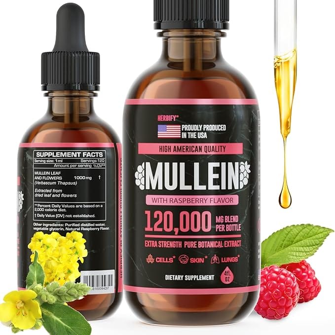 Mullein Extract 4 Oz Raspberry Flavor - Herbify product image