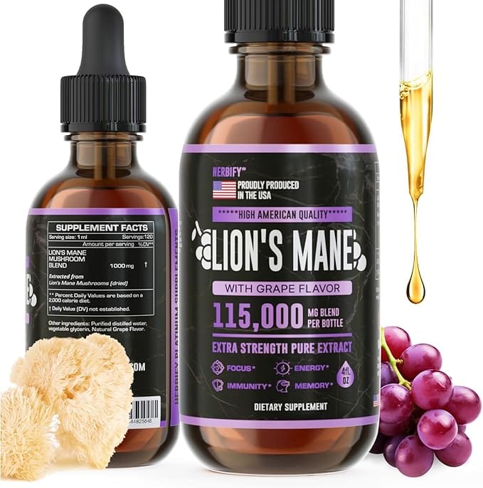 Lions Mane 4 Oz Grape Flavor - Herbify product image